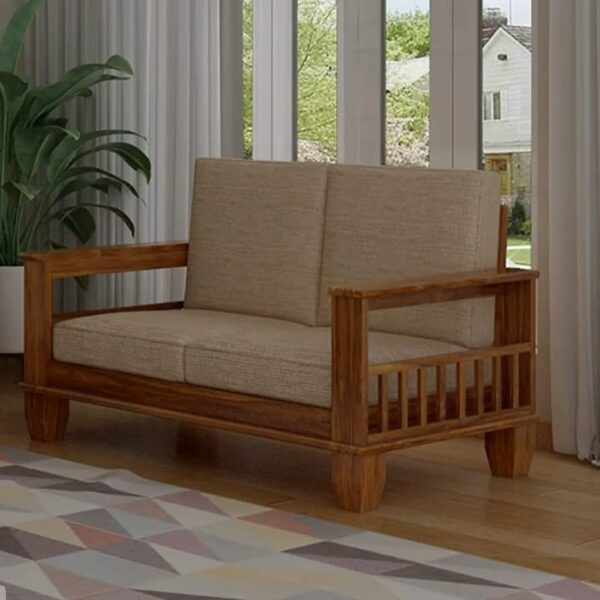 KL Furniture™ Solid Sheesham Wood 2 Seater Sofa Set for Living Room | Sofa Set for Living Room | 2 Seater Sofa Set | Sofa Set for Home | 2 Seater Sofa | (Natural Brown Finish)