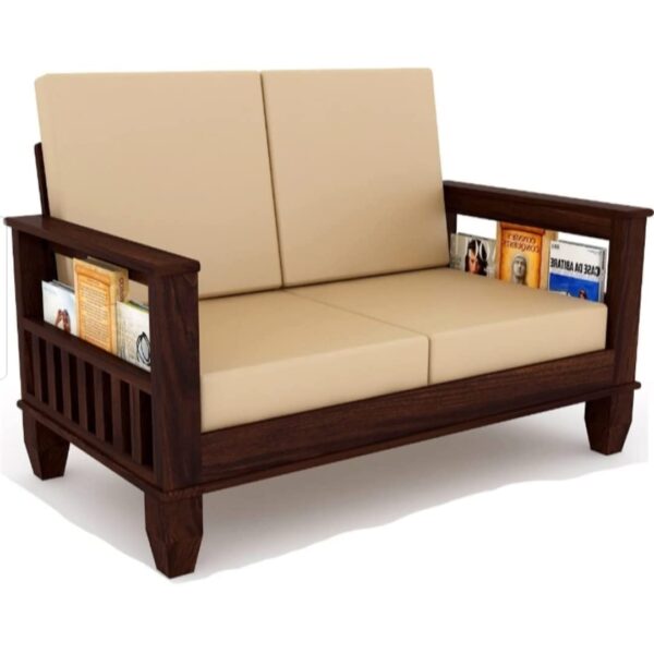 KL Furniture™ Wooden Sofa Set for Living Room and Office Two 2 Seater (2 Seater, Walnut Finish)