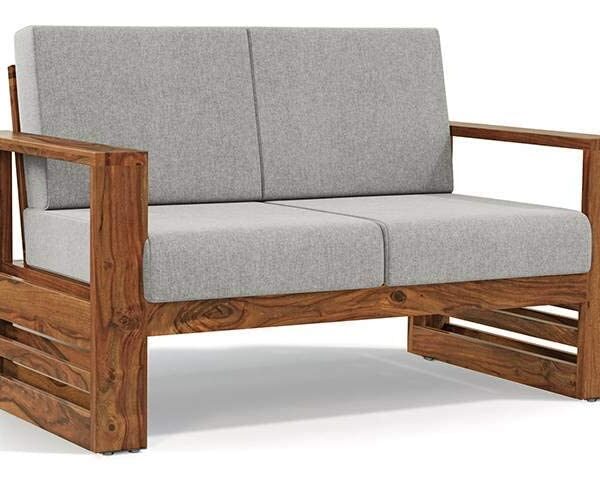 KL Furniture™ Wooden 2 Seater Sofa for Living Room | Two Seater Sofa Chair for Home & Office | Sheesham Wood, Brown Finish(Natural Teak)