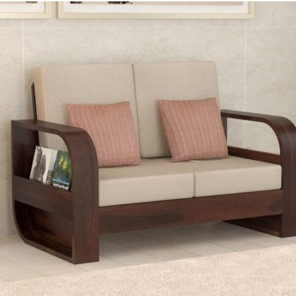 KL Furniture™ Solid Wood 2 Seater Sofa for Living Room Wooden Two Seater Sofa Set for Living Room Furniture (Honey Finish)
