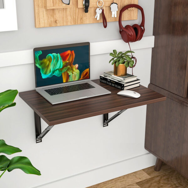 Floresta Wud Engineer Wood Study Table| Wall Table|Foldable Table| Dinner Table|Laptop Table| Wood Portable Laptop Table (Finish Color - Brown Finish)