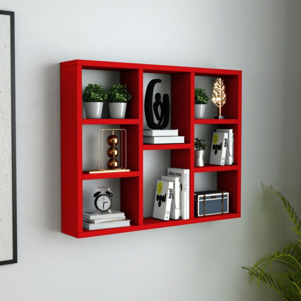 Floresta Wud Engineer Wood Kitchen Cabinet| Wooden Kitchen Rack| Wall Cabinet| Cabinet Shelf| Engineered Wood Kitchen Cabinet (Finish Color - Red)