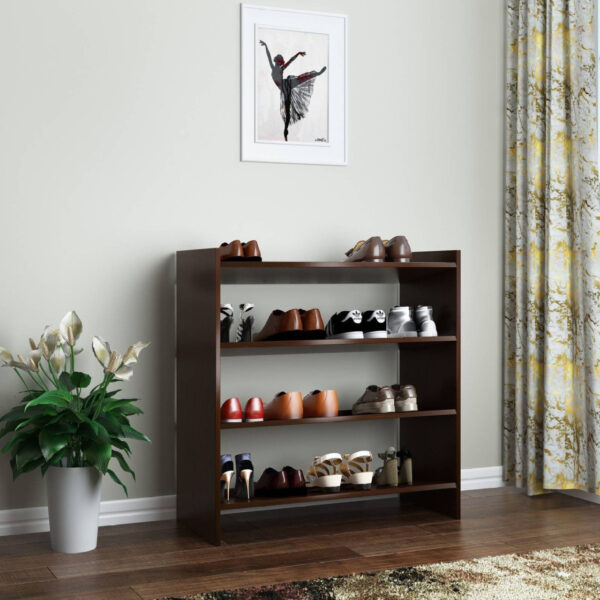 Floresta Wud Beautiful Open Shoes Rack Engineered Wood Shoe Rack (Brown, 4 Shelves)