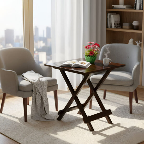 Floresta Wud Solid Wood Coffee Table| Wooden Center Table| Folding Table| Outdoor Tea Table| Solid Wood Outdoor Table (Finish Color - Walnut, Pre-assembled)