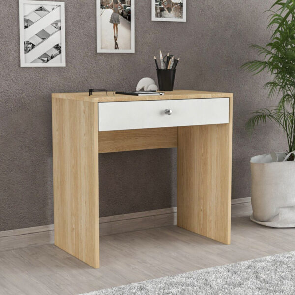 Floresta Wud Engineer Wood Study Table | Wooden Computer Desk | Office Table | Study Table | Engineered Wood Study Table (Free Standing, Finish Color - Light Brown & White)