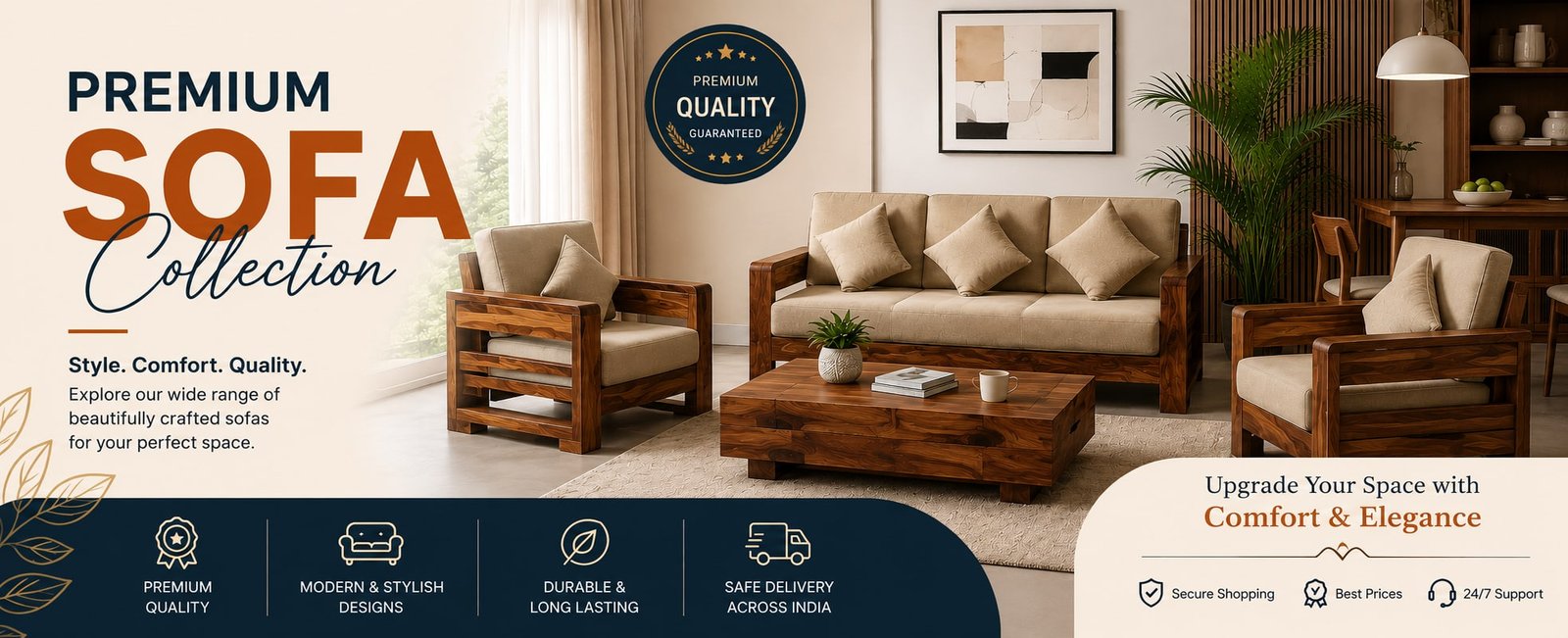Premium Sofa Collection – Stylish Wooden Sofa Sets for Living Room