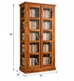 Solid sheesham wood tall bookcase with glass doors