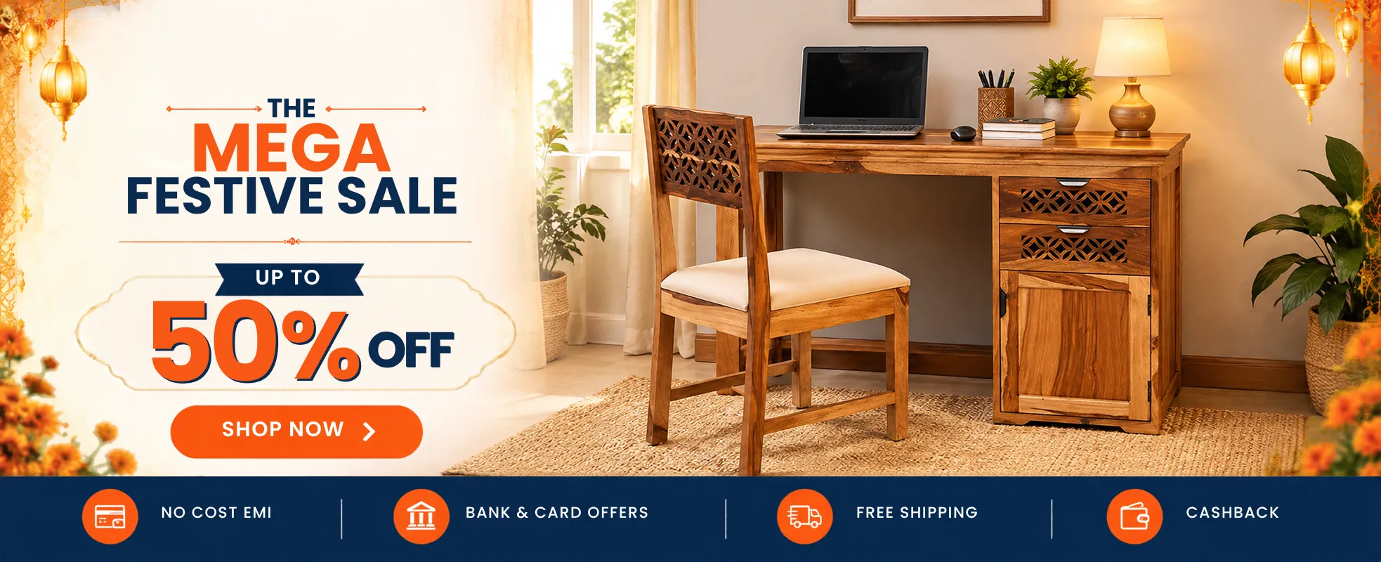 Moojkart Mega Festive Sale – Wooden Study Table and Chair with Up to 60% Off